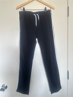 American Apparel Black Track Pants with White Side Stripes